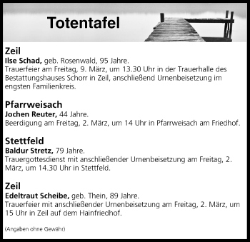 Anzeige von Totentafel vom 02.03.2018 von MGO