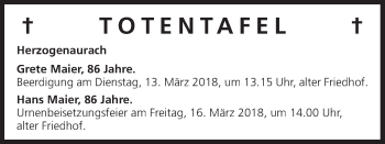 Anzeige von Totentafel vom 10.03.2018 von MGO