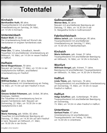 Anzeige von Totentafel vom 13.03.2018 von MGO