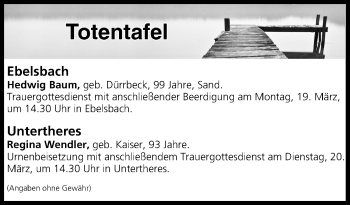 Anzeige von Totentafel vom 17.03.2018 von MGO