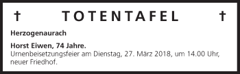 Anzeige von Totentafel vom 24.03.2018 von MGO