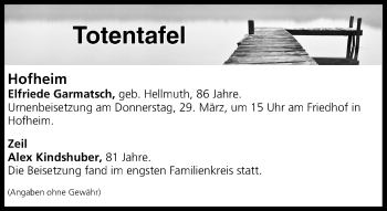 Anzeige von Totentafel vom 29.03.2018 von MGO