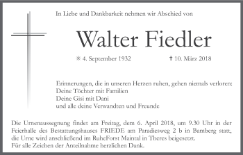 Anzeige von Walter Fiedler von MGO