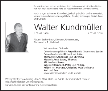 Anzeige von Walter Kundmüller von MGO