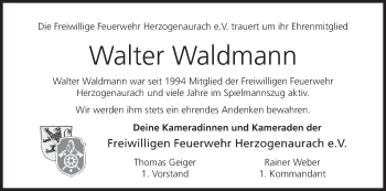 Anzeige von Walter Waldmann von MGO