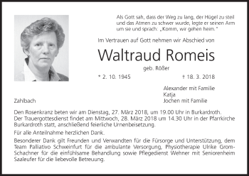 Anzeige von Waltraud Romeis von MGO
