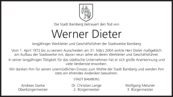 Anzeige von Werner Dieter von MGO