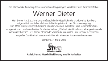 Anzeige von Werner Dieter von MGO