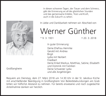 Anzeige von Werner Günther von MGO