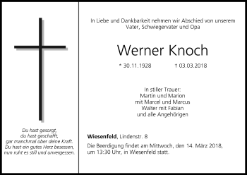 Anzeige von Werner Knoch von MGO