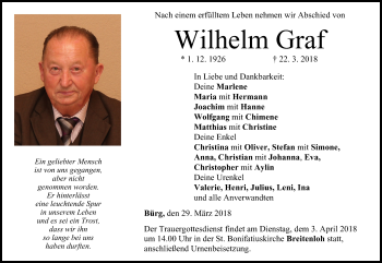 Anzeige von Wilhelm Graf von MGO
