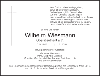Anzeige von Wilhelm Wiesmann von MGO