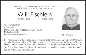 Anzeige von Willi Fischlein von MGO