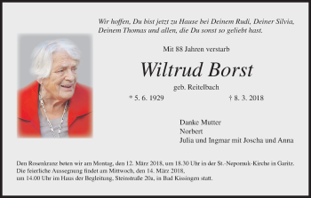 Anzeige von Wiltrud Borst von MGO