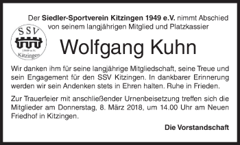 Anzeige von Wolfgang Kuhn von MGO