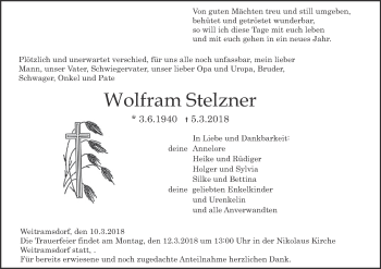 Anzeige von Wolfram Stelzner von MGO