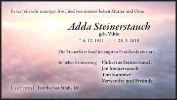 Anzeige von Adda Steinerstauch von MGO