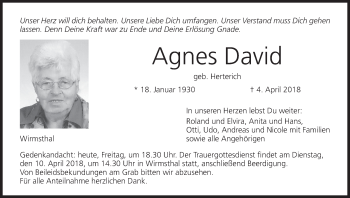 Anzeige von Agnes David von MGO