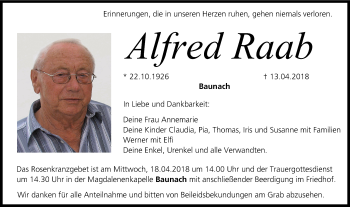 Anzeige von Alfred Raab von MGO