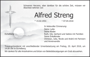 Anzeige von Alfred Streng von MGO
