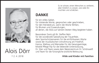 Anzeige von Alois Dörr von MGO