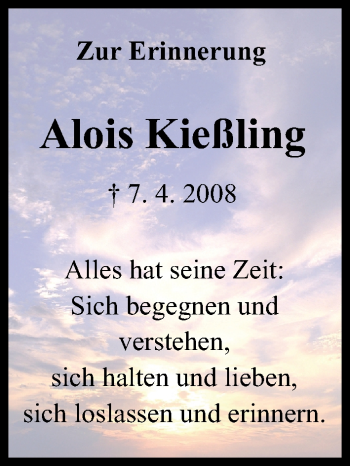 Anzeige von Alois Kießling von MGO
