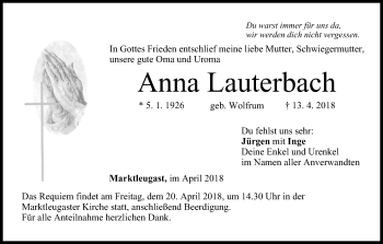 Anzeige von Anna Lauterbach von MGO