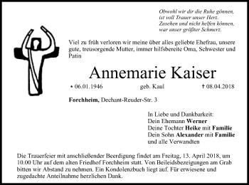 Anzeige von Annemarie Kaiser von MGO