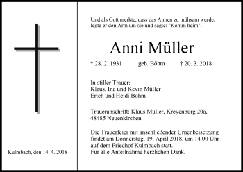 Anzeige von Anni Müller von MGO