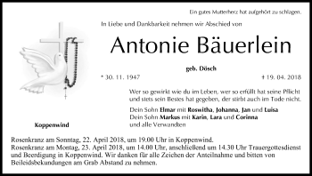 Anzeige von Antonie Bäuerlein von MGO