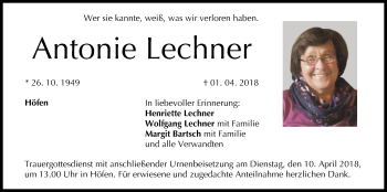 Anzeige von Antonie Lechner von MGO