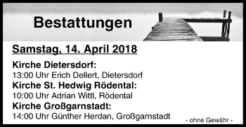 Anzeige von Bestattungen vom 14.04.2018 von MGO