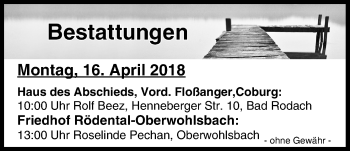 Anzeige von Bestattungen vom 16.04.2018 von MGO