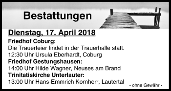 Anzeige von Bestattungen vom 17.04.2018 von MGO