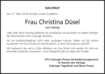 Anzeige von Christina Düsel von MGO