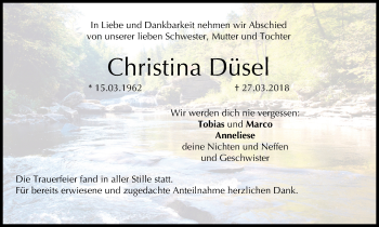 Anzeige von Christina Düsel von MGO