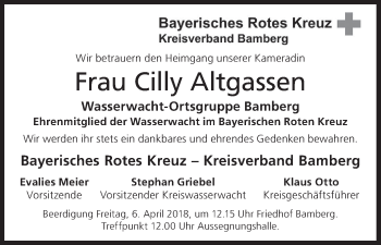 Anzeige von Cilly Altgassen von MGO