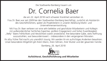 Anzeige von Cornelia Baer von MGO