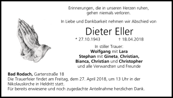 Anzeige von Dieter Eller von MGO
