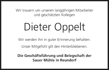 Anzeige von Dieter Oppelt von MGO