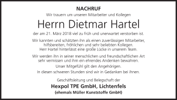 Anzeige von Dietmar Hartel von MGO