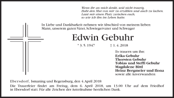 Anzeige von Edwin Gebuhr von MGO
