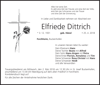Anzeige von Elfriede Dittrich von MGO