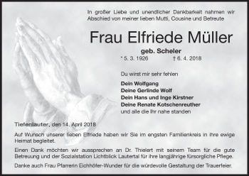 Anzeige von Elfriede Müller von MGO