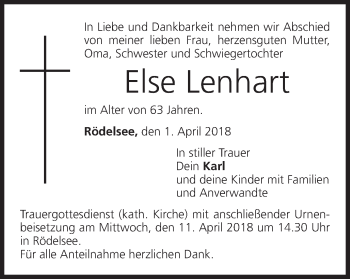 Anzeige von Else Lenhart von MGO