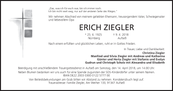 Anzeige von Erich Ziegler von MGO