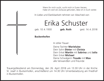Anzeige von Erika Schuster von MGO