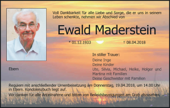 Anzeige von Ewald Maderstein von MGO