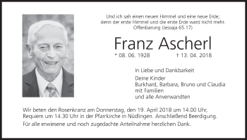 Anzeige von Franz Ascherl von MGO