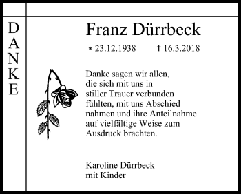 Anzeige von Franz Dürrbeck von MGO
